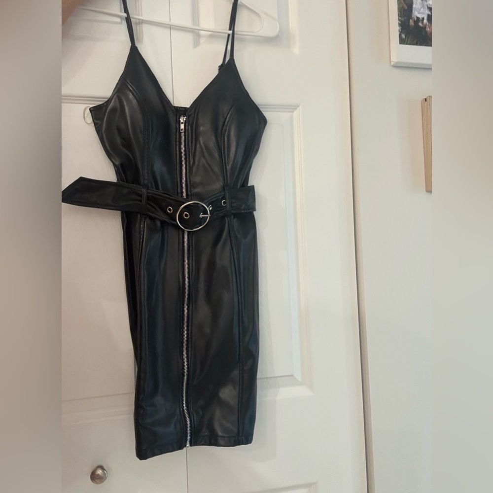 Black Faux Leather Dress